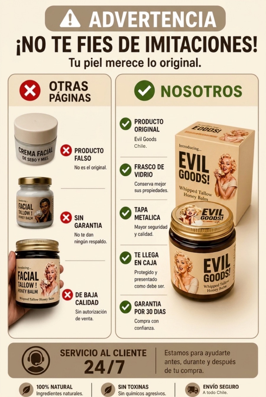 No te fíes de imitaciones — Evil Goods Chile original